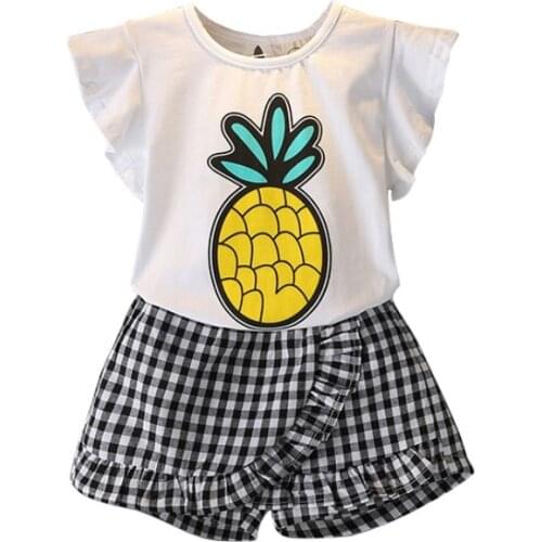 Summer Baby Girls Clothing Sets Cotton Fashion Print Short Sleeve T-shirt + Pants Girl Clothes Sports Suits New