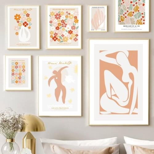 Matisse Abstract Figures Cherry Flowers Leaf Wall Art Print Canvas Painting Nordic Poster Wall Pictures For Living Room Decor