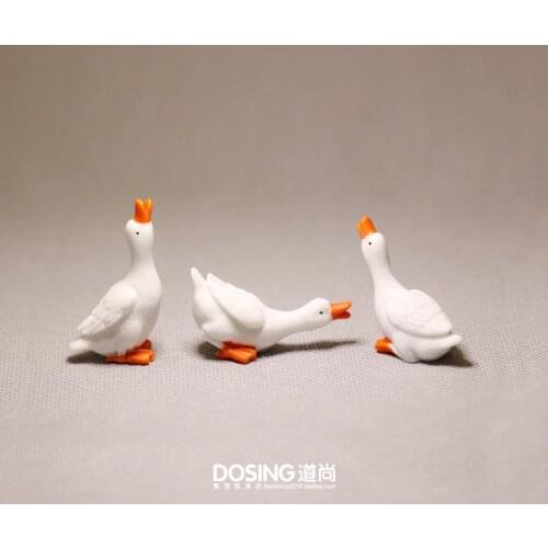 Miniature Simulation Animal Model Cute White Goose Collectible Figurine Little Duck Action Figures Toys Kids Doll Home Decor