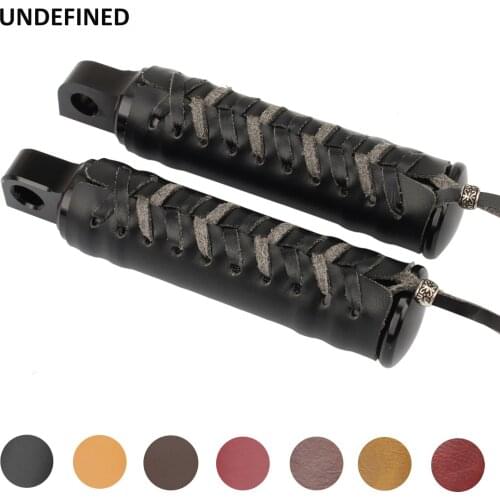 Motorcycle Foot Pegs PU Leather Case Vintage Pedal Footrest Cover For Harley Sportster 883 Dyna Touring Chief Classic Cafe Racer