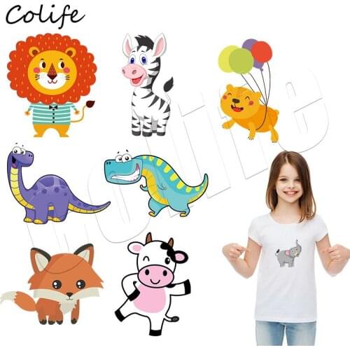 Animals Sticker For Kids Big Heat Transfer Patches On Clothing Iron On Washable Denim DIY Custom Accessory Applque