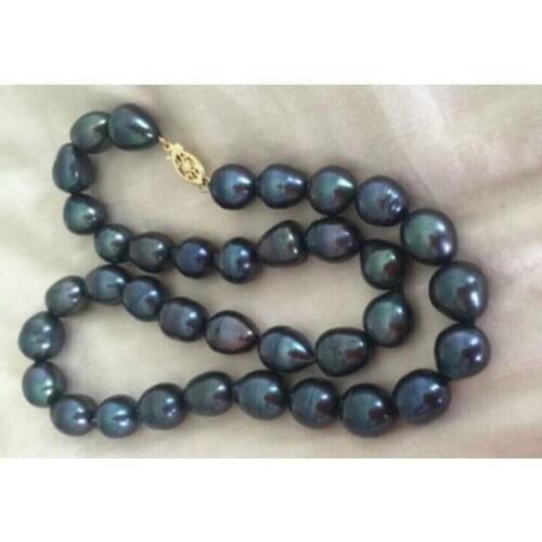 8-9mm black baroque freshwater pearl necklace 18"