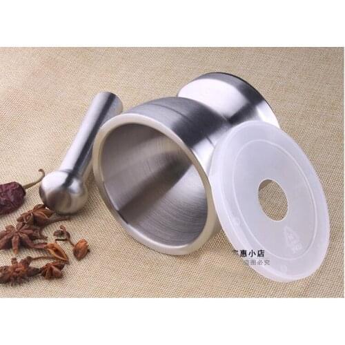 Thicken stainless steel mortar and pestle medicine cup chopped garlic device mortar herb grinder masher