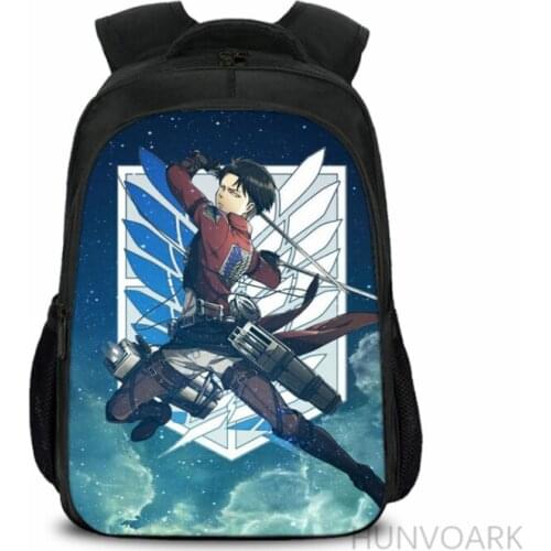 16 Inch Anime Attack on Titan Eren Levi Backpack Teens Shingeki No Kyojin Knapsack Students Schoolbag Unisex Travel Bag Rucksack