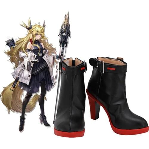 Arknights LEIZI Cosplay Boots Black High Heel Shoes Custom Made for Unisex
