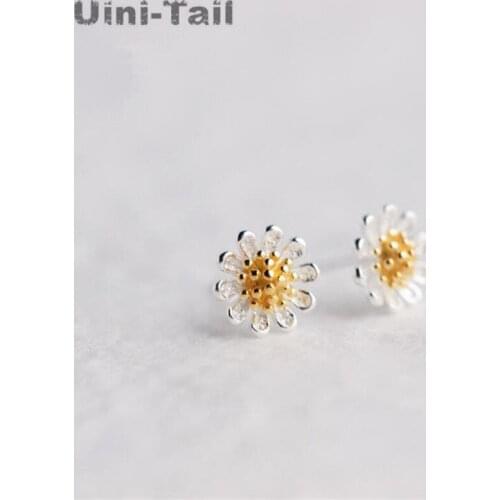 Uini-Tail 925 sterling silver earrings Fresh and compact sweet delicate daisy earrings Stylish tide with high quality