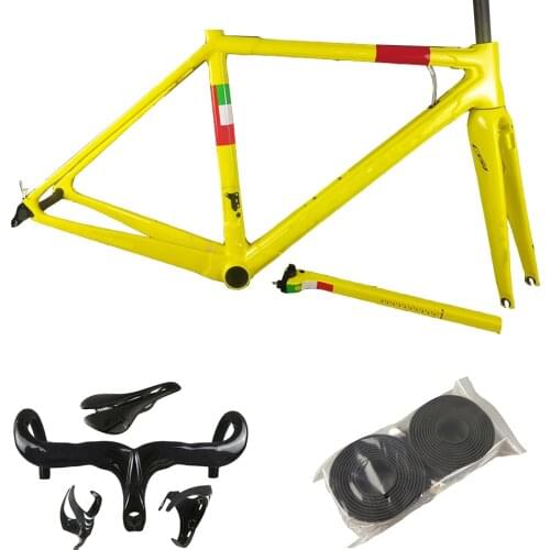 T1100 Glossy Yellow C64 Road Frame Carbon Fiber Road Bike Frames Bicycle Frameset Handleabr Saddle Bottle Cages Concept V3Rs