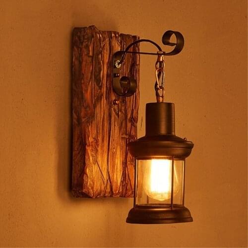 Vintage Industrial Wall Light Indoor Industrial Wood Creative Wall Lamp for Home Restaurant Bar Corridor Hotel Decoration