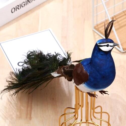 Vivid Foam Artificial Feather Faux Peacock Display Ornaments Figurines Miniatures for Garden Window Stage Props Decoration Craft