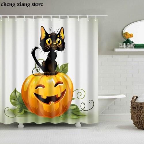 Halloween Bath Curtain Pumpkin Pattern Shower Curtain Cartoon Pumpkin Bath Screen Printed Curtain Home Decor Partition curtain