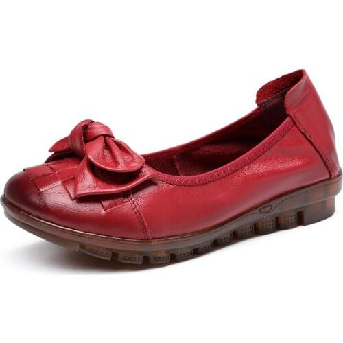 Genuine cow soft leather old women mother shoe with soft base walking shoe durable solid quality women shoe with flowers top