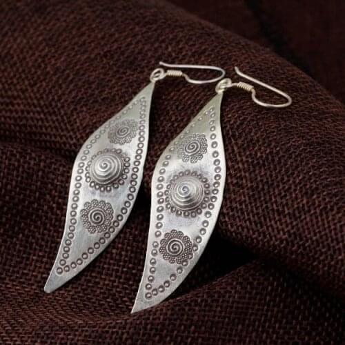NEW Handcrafted 925 Silver Thailand Sterling Earrings Pure Silver Bohemia Earrings Lady Charming Earrings