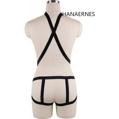 HANAERNES Ladies Bondage Corset Bra Fetish Polyester Body Belt Harajuku Festival Bralette Sexy Top Simple Tights Set
