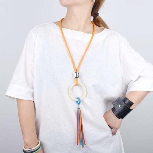 New Designer Tassel Jewelry Ethnic Big Circle Colorful Tassel Women Necklace Charms Clothing Cocktail Party Decor Neck Necklace