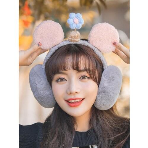 Winter 2020 girls warm earmuffs, ear protection ear bag, riding antifreeze windproof cute Korean small flower ear cap