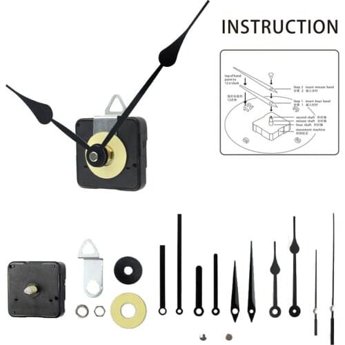 1 Set Quartz Clock Movement Mechanism Hands Wall Repair Tool Parts Silent Kit Set DIY Wall Clock Movement Black Pointer