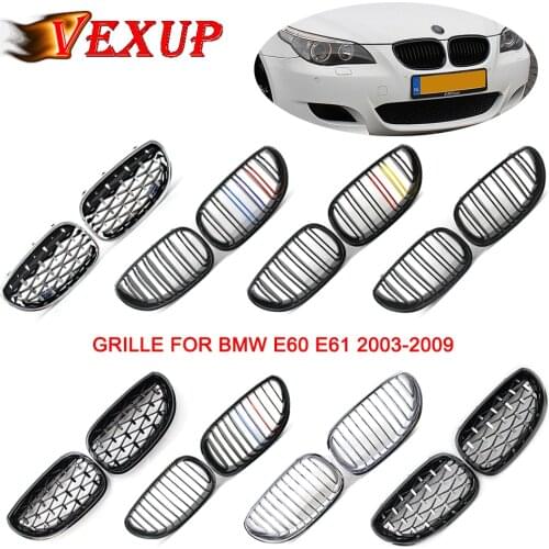 1Pair Gloss Matte Sporty Front Bumper Kidney Grill Grille For BMW E60 E61 5Series 550I 535I M5 2003-2009 ABS