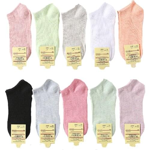 1pcs=10 pairs Solid Mesh Womens Short Socks Invisible Ankle Socks Women Spring Summer Solid Breathable Thin Boat Socks