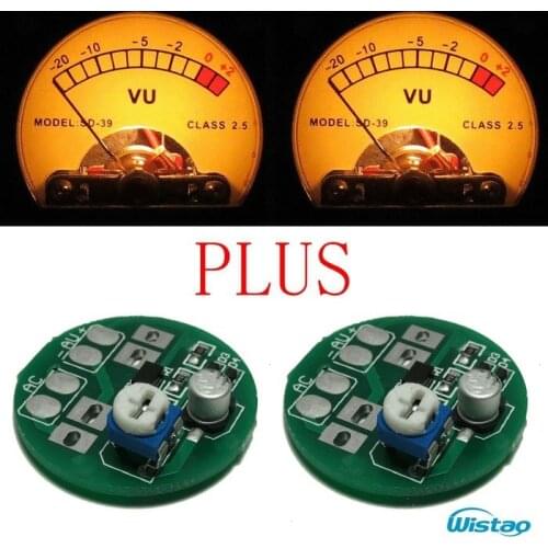 2pc Free Driver Board and 2pc VU Meters Kit Input AC6-12V Warm Backlit Sound Level Meter 34mm Amp Accessories DIY Free Shipping