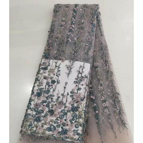 2020 New Fashion Flowers Beautiful Handmade Bead Embroidery French Tulle Lace African Lace Fabric Skirt Dress Design Fabric