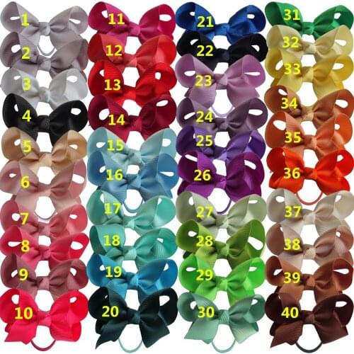 40 pcs 3 inch hair bow with elastic bands Loops Baby Girls Hair Bobble bows Boutique Mini Cute hair bow Accessories Headwear