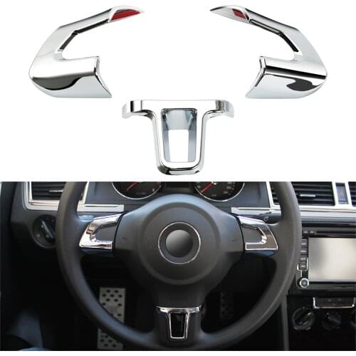 ABS Chrome trim accessories For Volkswagen /VW /GOLF 6 MK6 /POLO /JETTA MK5 MK6 bora Steering Wheel sticker