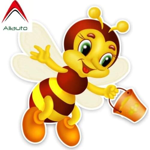 Aliauto Lovely Car Sticker An Industrious Bee Cartoon Waterproof Cover Scratch Personality Accessories PVC Decal,15cm*15cm