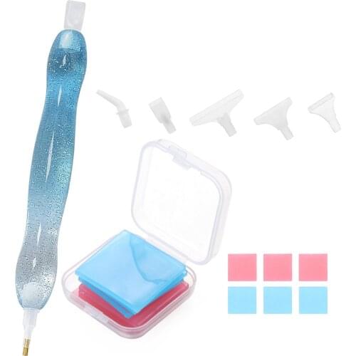 5D Diamond Embroidery Accessories Handmade Resin Crystal Point Drills Pen With Clay Wax for DIY Square Diamonds Painting Tools