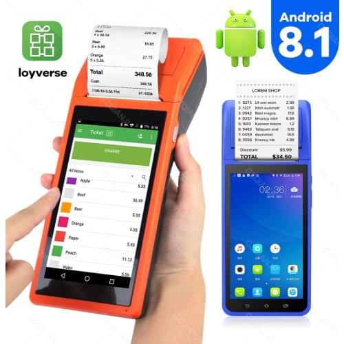 Android POS PDA Handhled Terminal with Thermal Receipt Printer 58mm Support 3G Wifi Loyverse POS SII 5.5 inch All-in-One POS PDA