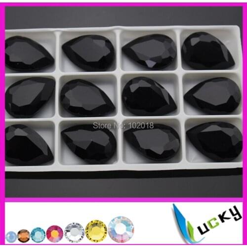 Free shipping 36pcs 20x30mm pear shape crystal rhinestones fancy stone for jewelry making jet color strass chatons point back