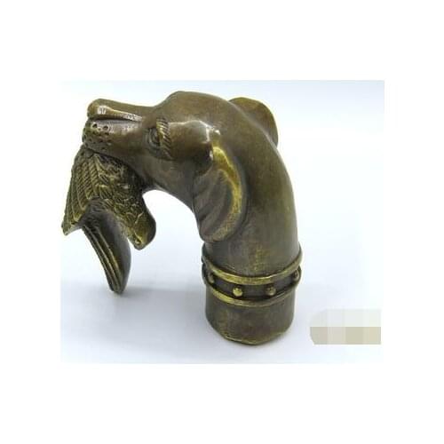 Free shipping China Exquisite Handwork Carving Bronze dog Statue Cane Head Walking Stick