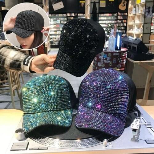 Luxury Rhinestones Baseball Cap Cappearl Sequins Hats Summer Sun Hats F/ Women Girls Snapback Hip Hop Hat Gorras Casquette Bones
