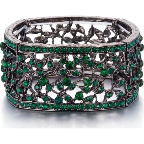 Wedding Elastic Tennis Bracelet Women Leaf Crystal Stretch Wristband Geometric Femme Ladies Girl Party Jewelry Gift