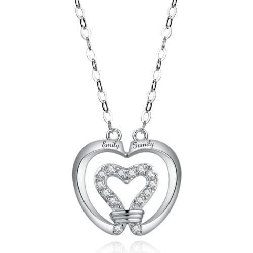 Szjinao Custom Heart Pendant Necklace Real 925 Sterling Silver Nameplate Necklace Diamonds Women Silver 925 Jewelry With Chain