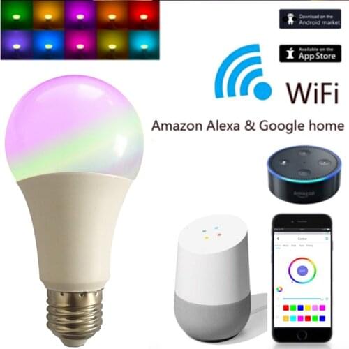 RGB Smart Light Bulb Work with Alexa Google Home E27 B22 WiFi Multicolor Dimmable LED Light Bulbs White RGB Wake Up Light