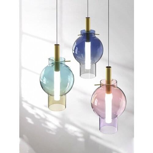 Designer Colorful Stained Glass Pendant Lights Simple Modern Hanging Lamp Restaurant Dining Room Decor Bedroom Bedside Cafe Bar