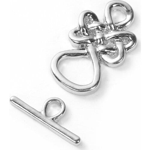 DoreenBeads Zinc Based Alloy silver color Gold Toggle Clasps Celtic Knot Pattern 23mm x14mm, 18mm x7mm( 6/8" x 2/8"), 2 Sets