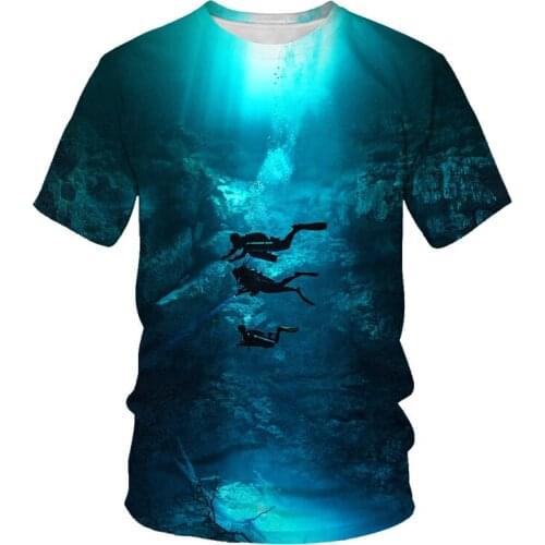 Dive into the sea Underwater T shirts Diving Fish Men Women Casual Fashion Tshirt Short Sleeve Streetwear Tees Top Clothes