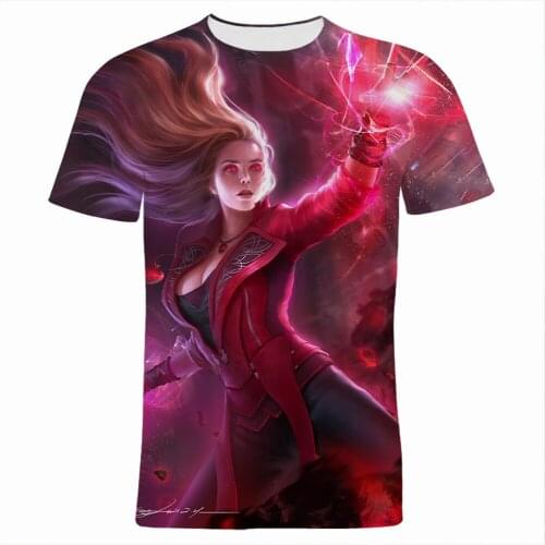 Short Sleeve Men T Shirt Fashion Summer Marvel Scarlet Witch Cool Womens Clothing 3D Printed Oversized Male Tee Shirts