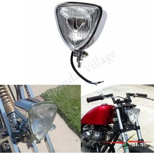 H4 12V Amber Motorcycle Chrome Retro Triangle Headlight Universal for Harley XL883 XL1200 Street Bob Fat Bob Low Rider Chopper