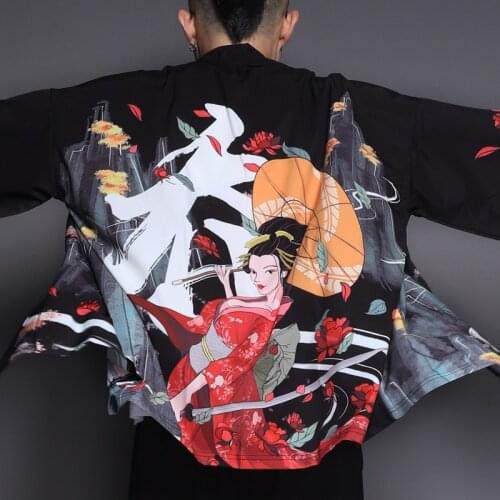 Haori Men Kimono Streetwear Japanese Male Kimono Cardigan Men Shirt Asian Clothes Yukata Traditional Japanese Kimonos FF2720