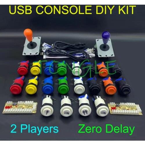 2 Player Kit Arcade Diy USB Encoder To PC Rasberry Pi Happ Button Arcade Cabinet Diy Kit 5 Pin 8 Way Joystick Arcade Controller