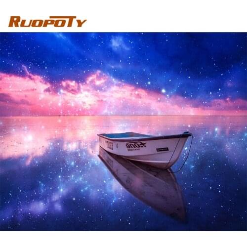 RUOPOTY Frame DIY Painting By Numbers Dream Boat Modern Wall Art Picture Home Diy Gift Acrylic Paint By Number For Home Decors