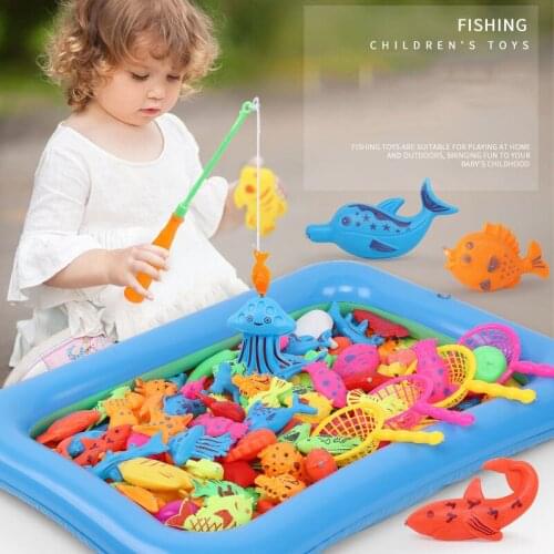 Inflatable Fish Pool Baby Bath Toy for Toddlers Montessori Musical Fishing Board Game for Kids Boys Girls Water Party Gifts