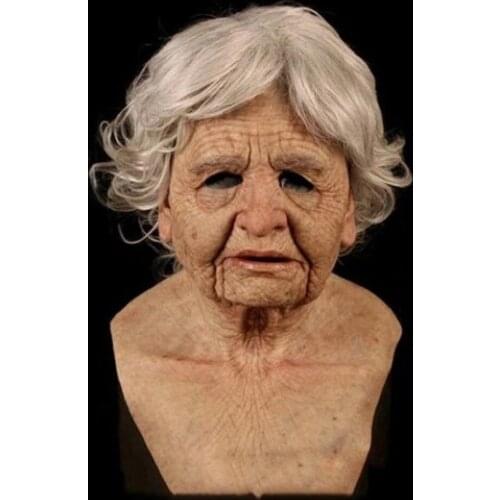 New Interesting Toy Another Me - Elderly Halloween Holiday Funny Mask Super Soft Elderly Adult Mask Scary Toy Costume Party