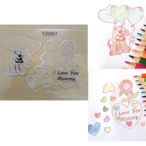 New Dog Heart Balloons Flower Letters set Transparent Silicone Clear Stamp for Scrapbooking DIY Craft decoration Soft Stamp