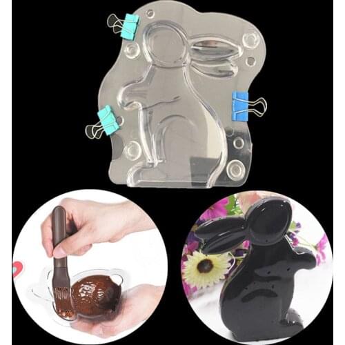 New 3D Rabbit Shaped Chocolate Mold Reusable Easter Bunny Candy Mold Sugar Paste Mold Cake Decorating Tools Diy Easter Cake