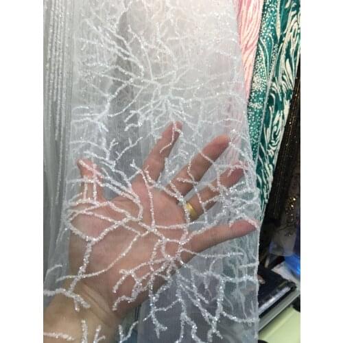 New arrival SYJ-5735 African glitter lace fabric shinning African glitter lace for party