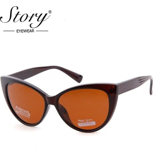 STORY Vintage Cat Eye Polarized Sunglasses For Women Brand Designe Fashion Sun Glasses roculos de sol feminino UV400