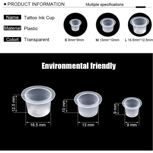 500/1000pcs 9/12/15cm disposable Microblading Tattoo&Permanent Makeup Ink Caps Cups Pigment Holder Container Tattoo Accessories
